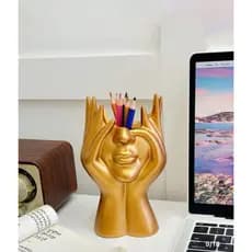 Organizador De Pincel De Maquiagem Com Rosto Abstrato De Estilo Nórdico, Organizador De Bancada Para Lápis De Sombra