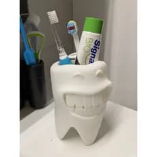 Porta Escova e Creme Dental Formato Dente -Divertido e Decorado com 3 Divisória