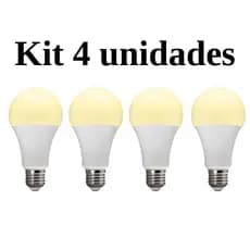 Kit 4 Lâmpadas Led 7W 3000k Branco Quente E27 Bivolt Bulbo Residencial Econômica