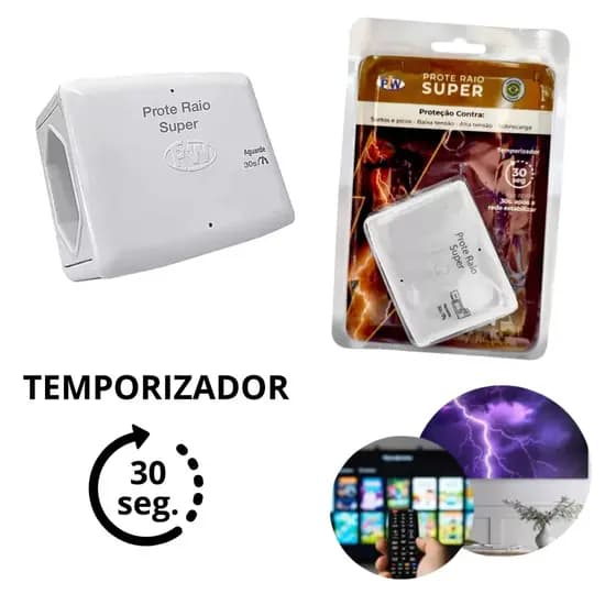 Protetor Eletrodomésticos Com Temporizador Prote Raio Super Para Tv Pc 127v Contra Surtos PW