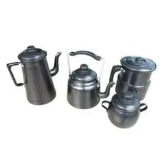 Kit Café Preto Craqueado Com Leiteira De Apito Extang
