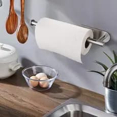 Suporte de Papel Toalha  Papel Higiênico Aço Inox Autoadesivo Multifuncional
