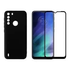 Capa Capinha Aveludada Moto One Fusion + Película Vidro 9D