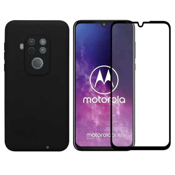 Capa Capinha Aveludada Moto One Zoom + Película Vidro 9D