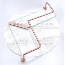 Prateleira Porta Shampoo Canto L Rose Gold Porta Cosméticos Banheiro Metal Vidro 25 CM Cantoneira Banheiro Rose