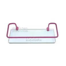 Porta Shampoo Roxo Metal Prateleira Reta P/ Box Cor Roxo Vidro Incolor