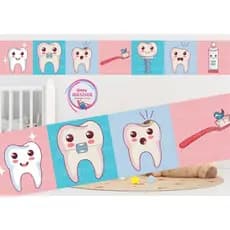 Papel De Parede Adesivo Clínica Dentista Odontologia - Faixa adesiva Decorativa 1metro x15cm