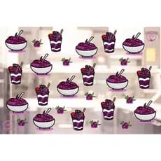 Adesivo Parede Açaí Decoração Sorveteria Lanchonete Açaiteria Kit 27 Adesivos