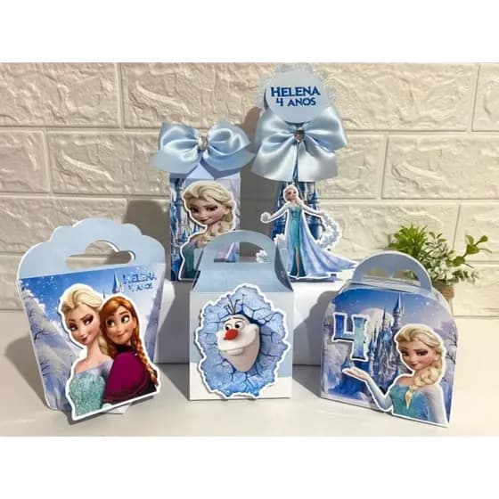 kit Caixas Personalizadas Tema Frozen Personalizada com Nome e Idade lembrancinha
