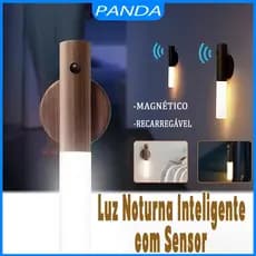 Luz Noturna Inteligente com Sensor LED Lâmpada Magnética Recarregável De Parede ou Cabeceira para Casa