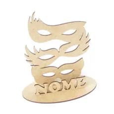 Centro de mesa baile de máscaras com base personalizada em mdf cru aniversários e festas