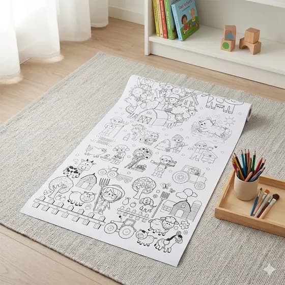 Super Rolo de Papel com Desenho Infantil 5m para Crianças diversão e brincadeiras