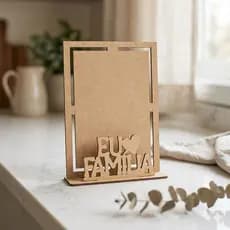 Porta Retrato Eu Amo Família em mdf Cru Lembranças faimiliares dia da familia