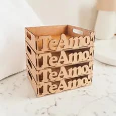 Bandejas Datas Comemorativas 20x15x6 Decoração Te Amo Mdf Cru cestas