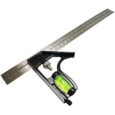 Esquadro Combinado Inox C/ Nível Régua 300mm 12 Polegadas Marceneiro e Carpinteiro