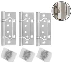 Kit 3 Dobradiça Porta Sobrepor Aço Inox Mais Resistente
