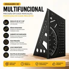 Esquadro Multifuncional 3D 45° 90° Régua Marcenaria