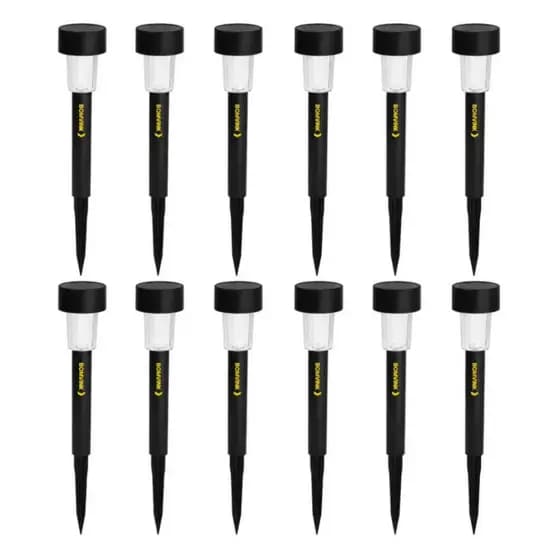 Kit 12 Espetos Luminária Solar LED Para Jardim Quintal Caminho