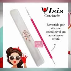 Palito Unha Inox Isis Cutelaria manicure unha silicone rosa