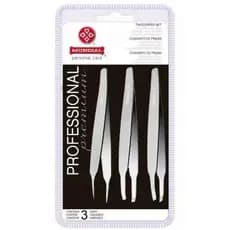 Kit c/3 Pinças Mundial Profissional Bc394 Designer Sobrancelhas Aço Inox