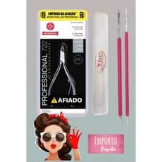 ALICATE MUNDIAL 722 INOX + ESPATULA (BASTAO MISTA) + PALITO ISIS CUTELARIA MANICURE UNHA PODOLOGIA