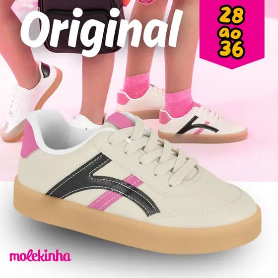 sapato casual menina 28ao36 original com coturas reforçadas e qualidade premium palmilha confort