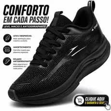 Tênis Masculino PRETO Academia Treino Corrida Pro Sport Destaque Zero Um Confortável Leve 34 ao 43