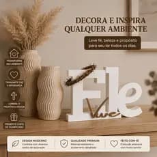 Letreiro Cristão Ele Vive Decoração Religiosa Moderna Para Sala Quarto Aparador Premium