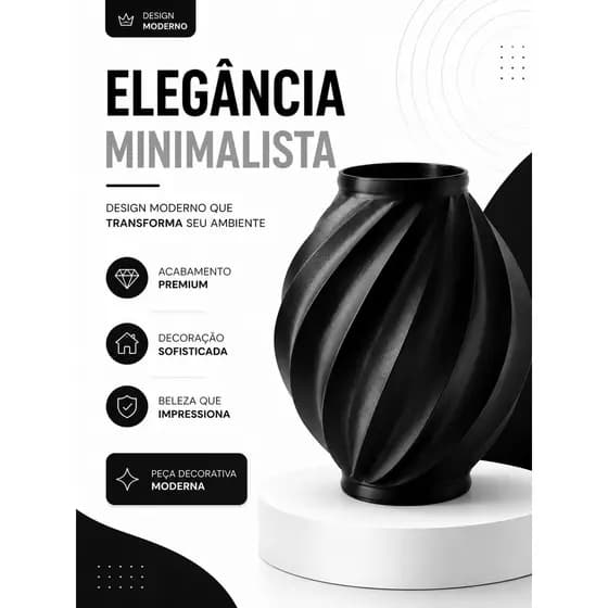 Vaso Moderno Decorativo Minimalista Preto Branco Sala Mesa Aparador Casa Quarto Enfeite Chique Luxo