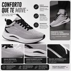 Tênis Masculino Branco Corrida DZU Caminhada Academia Pro Sport Design Moderno Confortável 34 ao 43