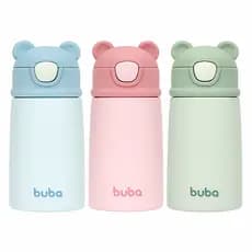 Garrafa Garrafinha Copo Térmico Parede Dupla Ursinho Rosa Verde Azul - Buba