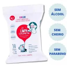 Lenços Umedecido Limpa Chupeta Likluc Sem Cheiro Sem Álcool