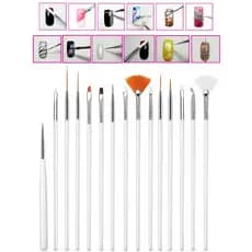 Kit Pincéis Para Decoração De Unha Acrigel Nail Art 15 Unidades Profissional