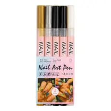 Canetas Decoração Unhas  Branco Prata Dourado Preto Caneta Caderno 4 Unidades Cor Kit Prata Branco Dourado Preto