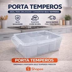 Porta Temperos Organizador Temperos Com Tampa 6 Compartimentos Organizador De Cozinha Plástico Resistente BPA Free