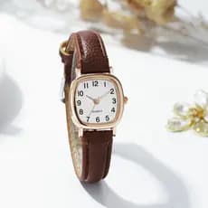 Mulheres Assistir Casual Pequena Faixa De Couro Quadrado Meninas Quartzo Watches (Without Box)
