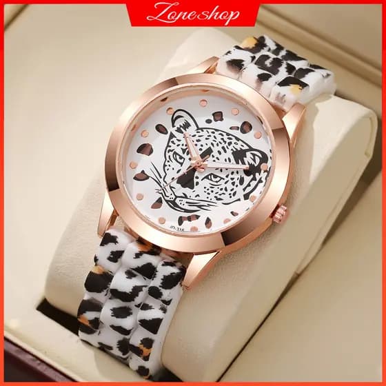 Mulheres Leopardo Impresso Relógios Moda Casual Senhoras Silicone Banda Quartzo Relógio De Pulso Reloj Mujer Meninas Pre