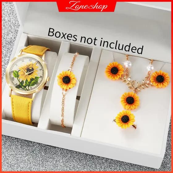 1/2/6 Pçs Moda Flor Roma Dial Feminino Relógio De Pulso Casual Pulseira De Couro Relógios De Quartzo Conjunto De Jóias S