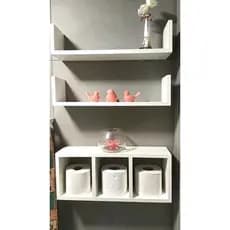 Nicho Com Divisória E 2 Prateleiras Em U Mdf Branco Banheiro Papel Higiênico