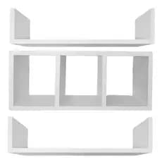 Nicho Para Papel Higiênico Com 2 Prateleiras Em U MDF Branco Fosco Decoração Banheiro