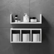Kit nichos para banheiro Prateleira 2 Peças Em MDF Preto Branco Para Decoração Banheiro Quarto Infantil Montado