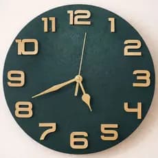 Relógio de Parede em MDF - Mecanismo Silencioso Pintado a mão (verde e dourado) - 30cm