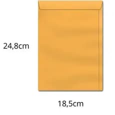 Envelope Saco 185x248 Kraft Ouro com 100 Unidades