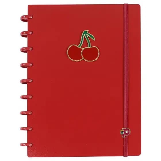 Caderno de Disco Médio Chococherry 140 Folhas com Cheiro de Cereja Disco G Pop Disc