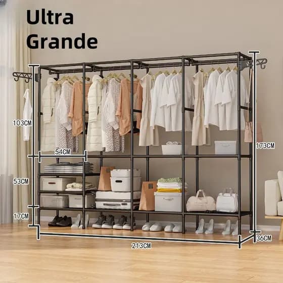 Arara Dupla/Tripla/Quádruplo Organizadora de Roupas Conceito Aberto Guarda-Roupa Moderno