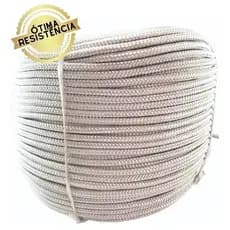 40 Metros Corda Pet Poliéster Branca Amarrar Carga Caminhão 8mm Mudança