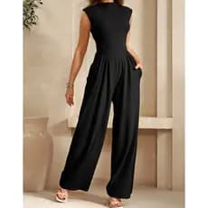Macacão Feminino Longo Regata Pantalona Com Bolsos Social Luxo