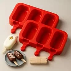 Forma de Sorvete Molde de Picolé de Silicone Com Tampa + 100 Palitos