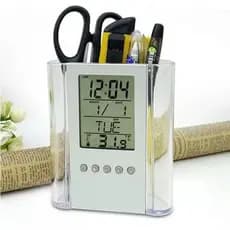 Relógio Digital Temperatura Porta Caneta Calendário Despertador