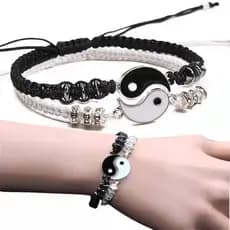 Pulseira Yin Yang Para Homens Trançada Casais Taichi Mulheres Ajustável Melhores Amigos